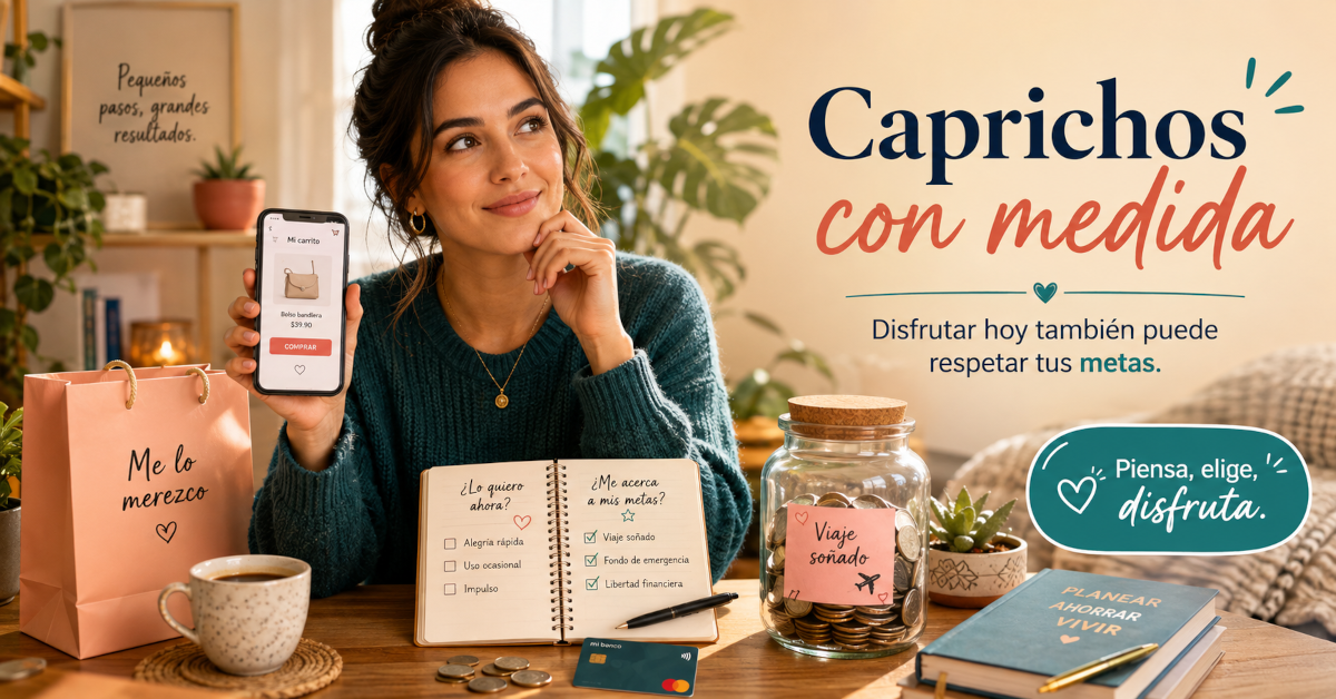 Persona decidiendo entre una compra y sus metas de ahorro.