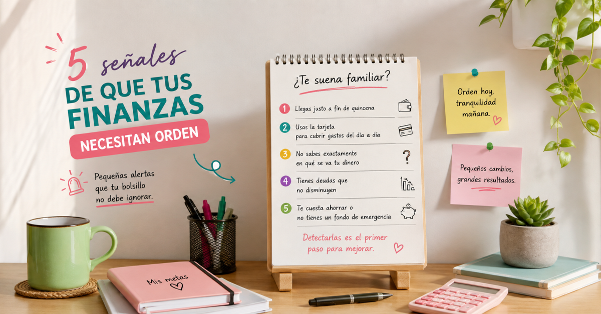 Pareja revisando sus gastos y metas financieras en casa.